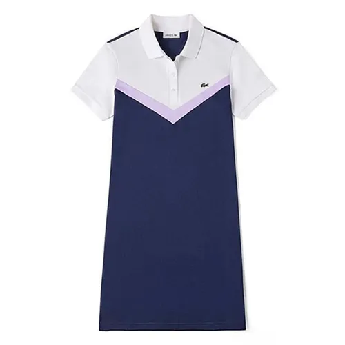 Váy Polo Lacoste Women's Color-Blocked Stretch Cotton Dress Màu Xanh/Trắng Size 34