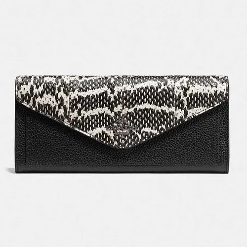 Túi xách Coach Ví - Ví Cầm Tay Nữ Coach Wallets Soft Wallet In Colorblock Snake Dark Gunmetal/Chalk Black - Vua Hàng Hiệu