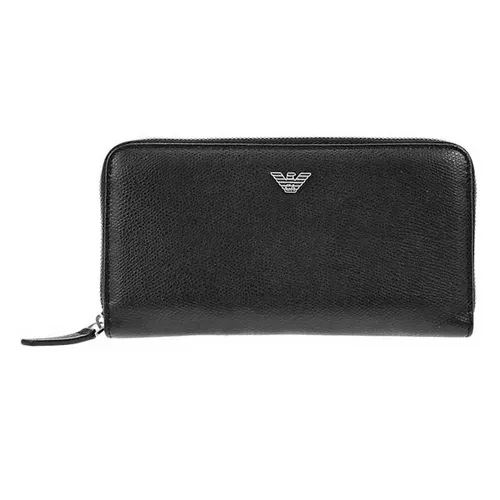 Túi xách Emporio Armani - Ví Cầm Tay Emporio Armani Men's Soft Saffiano Leather Zip Around Wallet in Black - Vua Hàng Hiệu