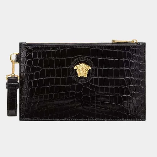 Túi xách - Ví Cầm Tay Versace Small Mock Croc Print Leather Pouch - Vua Hàng Hiệu