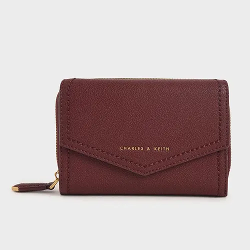 Ví Nữ Charles & Keith CNK Envelope Short Wallet Burgundy CK6-10770477-3 Màu Đỏ