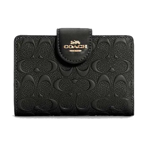 Ví Nữ Coach Medium Signature Embossed C5896 Corner Zip Wallet In Black - Túi xách - Vua Hàng Hiệu