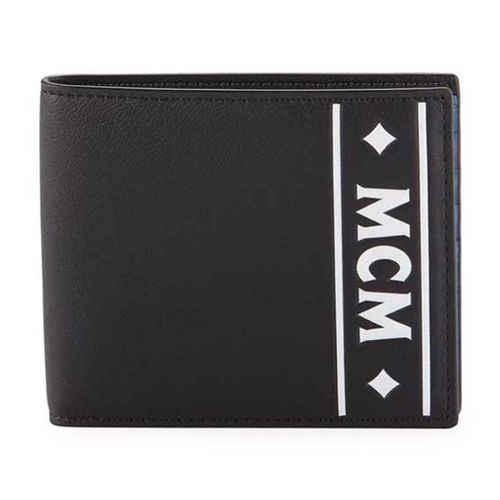 Ví MCM Small Bifold Wallet in Coburg Logo Stripe Black Màu Đen