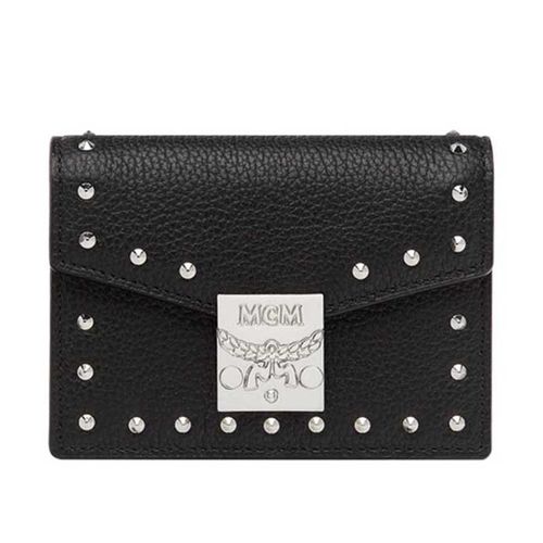 Ví MCM Small Patricia Three Fold Wallet In Studded Outline Leather Black Màu Đen