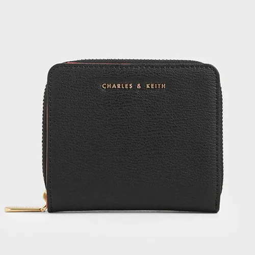 Ví Nữ Charles & Keith CNK Small Zip-Around Wallet - Black 10770420-6 Màu Đen