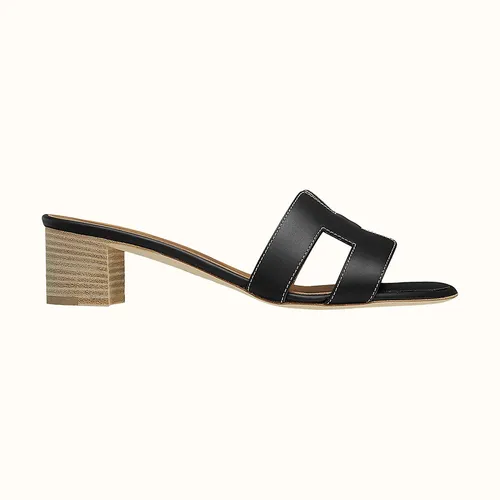 Dép Cao Gót Hermès Oasis Leather Mules Màu Nâu Đen Size 37