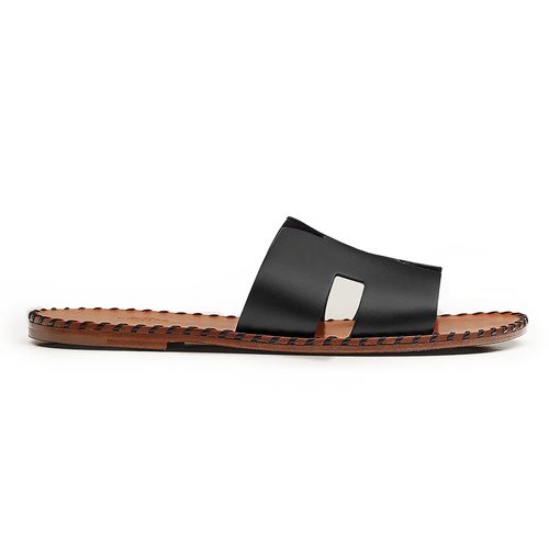 Dép Hermès Izmir Sandal Màu Đen Lót Nâu-1