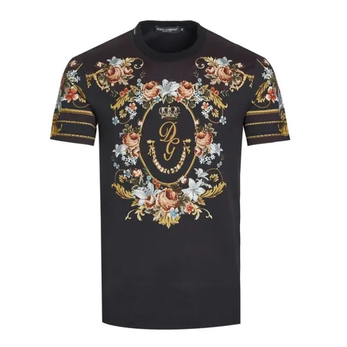 Áo Phông Nam Dolce & Gabbana D&G G8KBAT DG Flower Hoạ Tiết Hoa Size 44