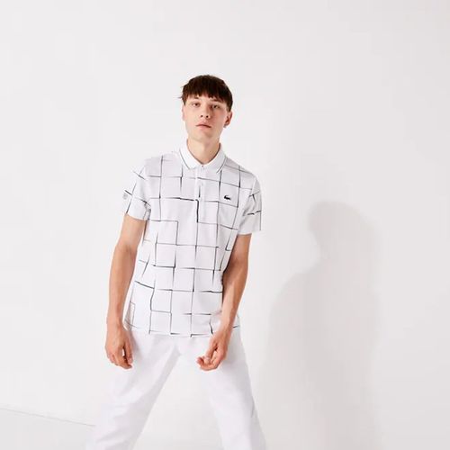 Áo Phông Lacoste Men's Breathable Print Piqué Tennis Polo Shirt Màu Trắng Size S-1