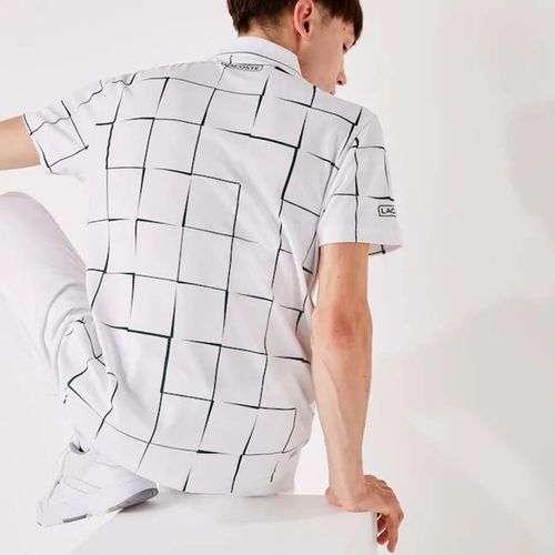 Áo Phông Lacoste Men's Breathable Print Piqué Tennis Polo Shirt Màu Trắng Size S-2