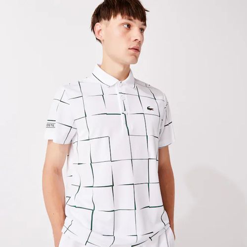 Áo Phông Lacoste Men's Breathable Print Piqué Tennis Polo Shirt Màu Trắng Size S-4