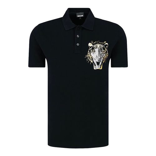 Áo Polo Just Cavalli Men's Black Tiger Print Polo T-Shirt Màu Đen