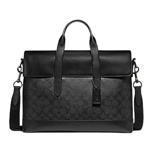 Túi xách Coach Cặp xách tay - Cặp Xách Tay Coach Nam Hamilton Portfolio Brief In Signature Canvas F77858 Màu Đen - Vua Hàng Hiệu