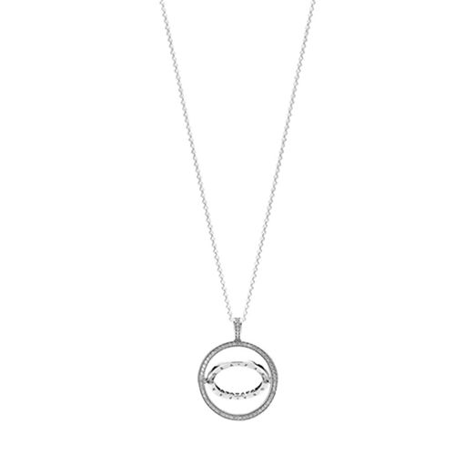 Dây Chuyền Pandora Logo Circle Necklace Màu Bạc