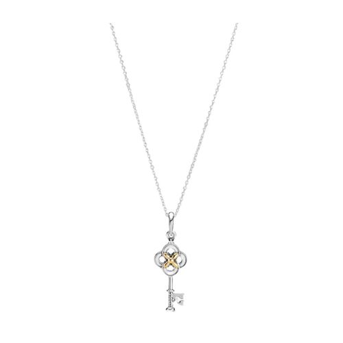 Dây Chuyền Pandora Two-Tone Key & Flower Necklace Màu Bạc-1