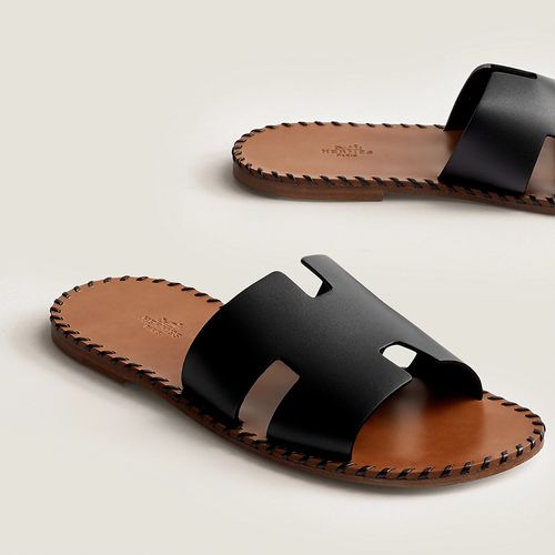 Dép Hermès Izmir Sandal Màu Đen Lót Nâu-4