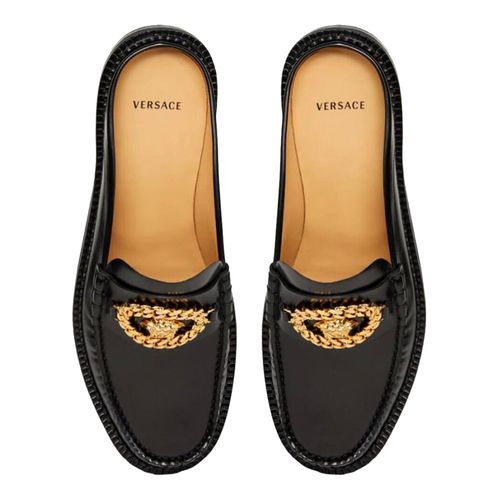 Giày Versace Loafers  Herren Medusa Chain Leder-Slipper Schwarz Màu Đen-3