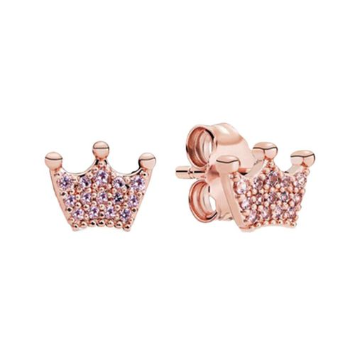 Sparkling Elevated Heart Stud Earrings | Rose gold plated | Pandora US