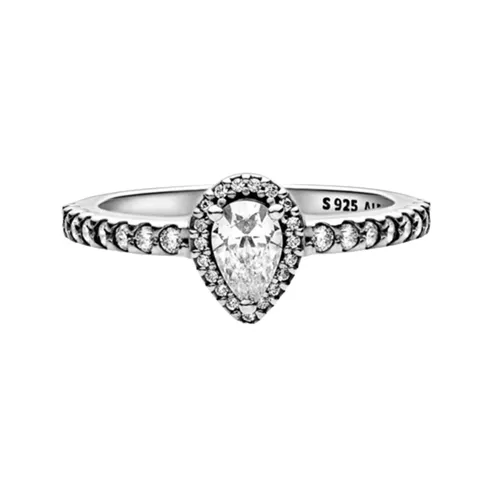Nhẫn Nữ Pandora Classic Teardrop Halo Ring Màu Bạc