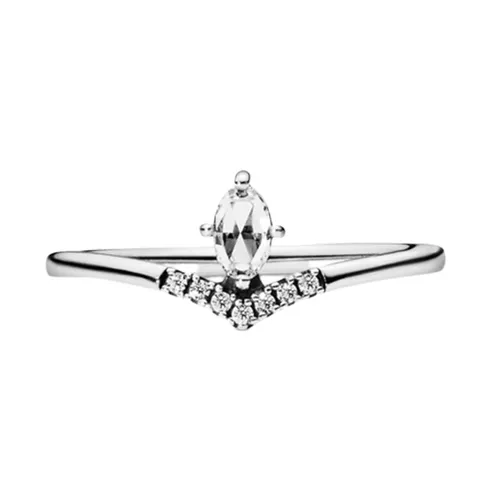 Nhẫn Nữ Pandora Classic Wishbone Ring 197790CZ Màu Bạc Size 52