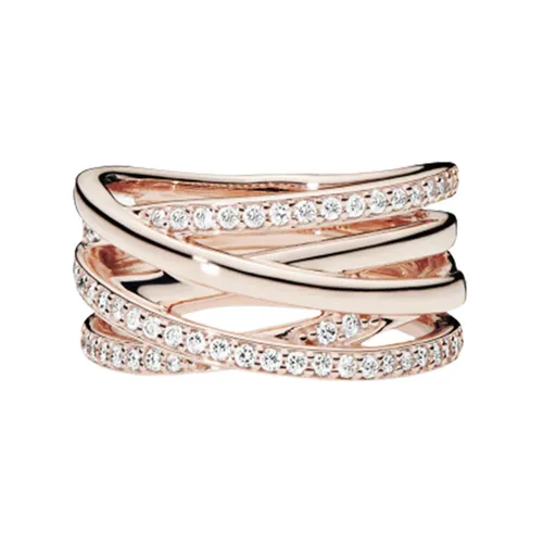 Trang sức Nhẫn Đá zirconia, mạ vàng hồng 14k - Nhẫn Nữ Pandora Sparkling & Polished Lines Ring Vàng Hồng - Vua Hàng Hiệu