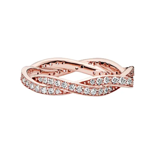 Trang sức Nhẫn Đá zirconia, mạ vàng hồng 14k - Nhẫn Nữ Pandora Sparkling Twisted Lines Ring Vàng Hồng - Vua Hàng Hiệu