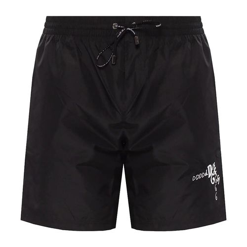 Quần Shorts Dolce & Gabbana Embroidered Logo Swimming Trunks Màu Đen