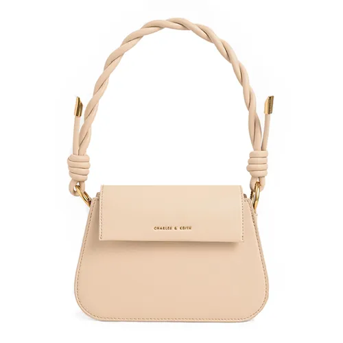 Túi Đeo Chéo Nữ Charles & Keith CNK Twist Top Handle Bag Nude 80781366 Màu Nude