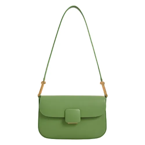 Túi Xách Nữ Charles & Keith CNK Koa Square Push-Lock Shoulder Bag Green 20270818 Màu Xanh Lá