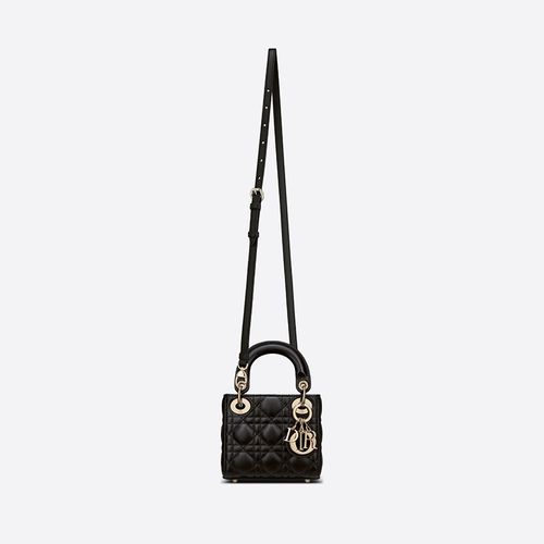 Túi Xách Tay Dior Micro Lady Dior Bag Black Cannage Lambskin Màu Đen-1