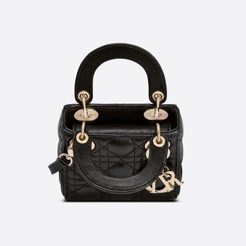 Túi Xách Tay Dior Micro Lady Dior Bag Black Cannage Lambskin Màu Đen-4
