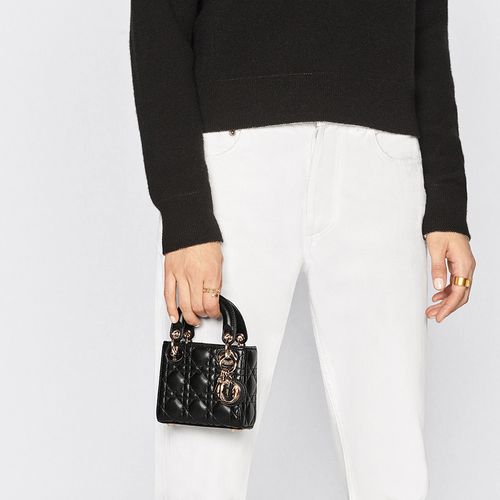 Túi Xách Tay Dior Micro Lady Dior Bag Black Cannage Lambskin Màu Đen-5