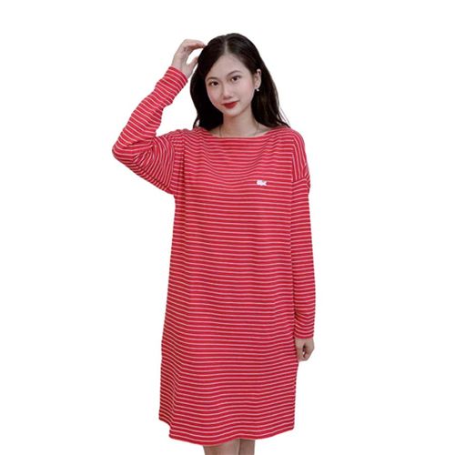 Váy Lacoste Straight Dress For Women EF8812-51-DQR Màu Đỏ Sọc Trắng Size XS