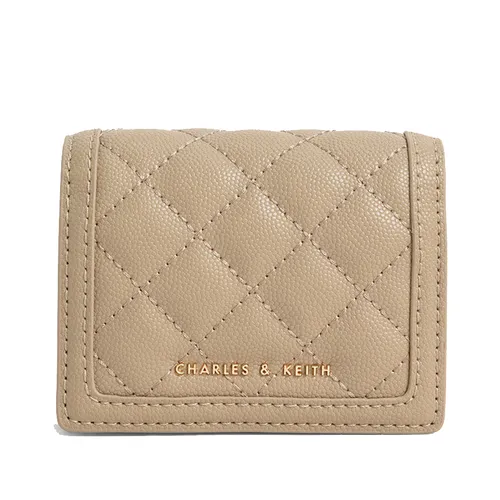 Ví Nữ Charles & Keith CNK Micaela Quilted Card Holder 50701179 Màu Cát