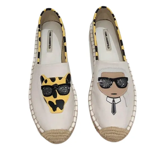 Giày Cói Slip On Karl Lagerfeld Galeries Lafayette Animal Series Espadrilles Màu Trắng Size 38