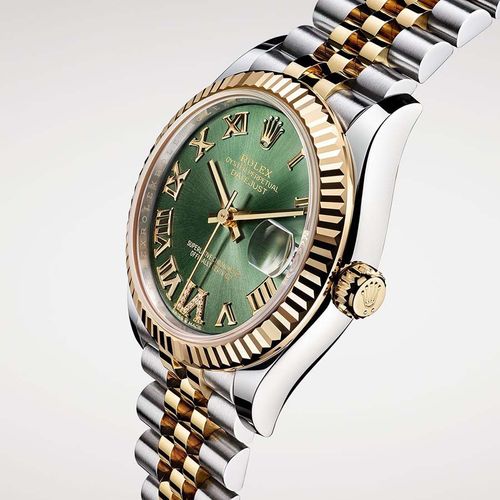 Đồng Hồ Nữ Rolex Datejust 31 Olive Green Diamond Dial Automatic Ladies Steel và Gold Gold 18kt Yellow Jubilee Watch 278273GNDJ-1