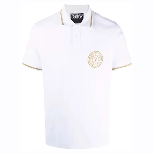 Áo Polo Versace Jeans Couture V-Emblem Motif Polo Shirt Màu Trắng Size S