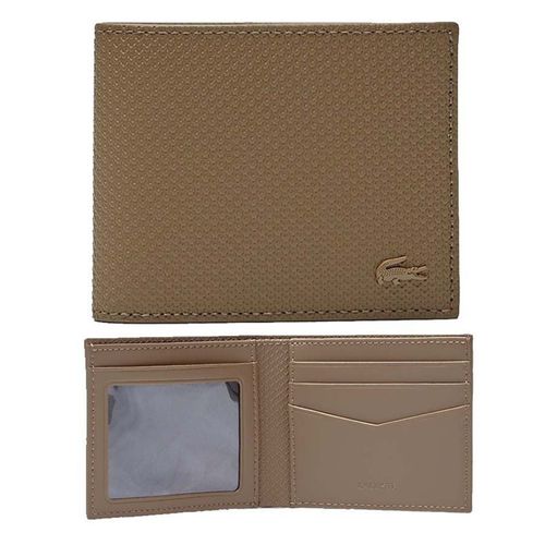 Ví Lacoste Men's Chantaco Piqué Leather 3 Card Wallet Màu Nâu Nhạt-2