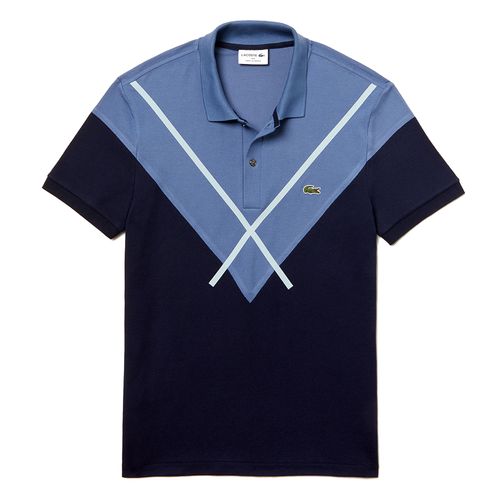 Áo Polo Lacoste Men's Made In France Jacquard Cotton Piqué Polo Shirt Màu Xanh Size M
