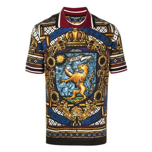 Áo Phông Nam Dolce & Gabbana D&G Men's Black Lion Print Polo Shirt Size 50