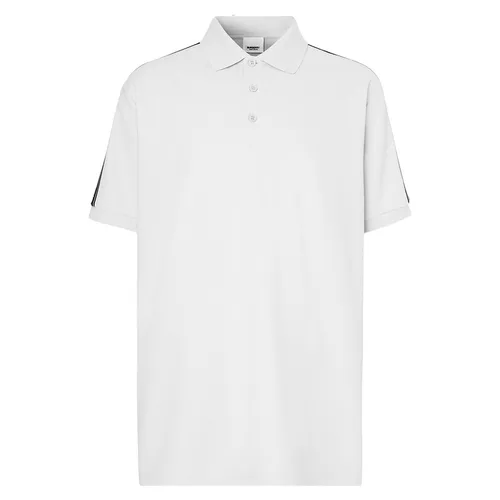 Burberry Nam Trắng - Áo Polo Nam Burberry London England Logo Tape Cotton Pique Polo Shirt Màu Trắng Size S - Vua Hàng Hiệu