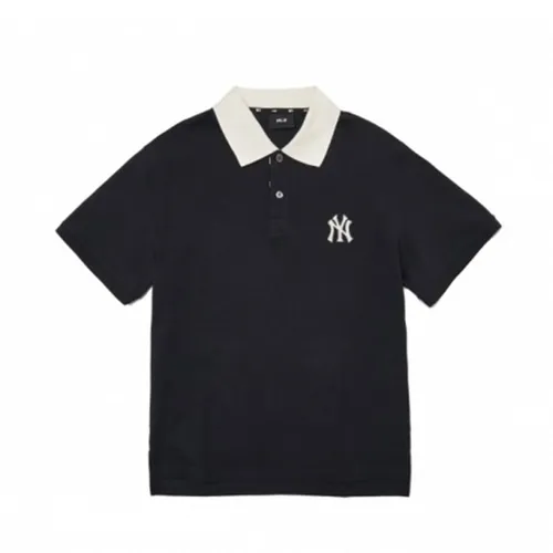 Áo Polo Nam MLB Men's Partial Monogram Collar T-Shirt 3LPQM2023 Màu Đen