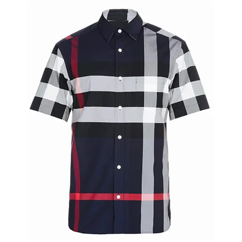 Áo Sơ Mi Burberry Shirt Check Stretch Cotton 8020855 Màu Xanh Navy Size M