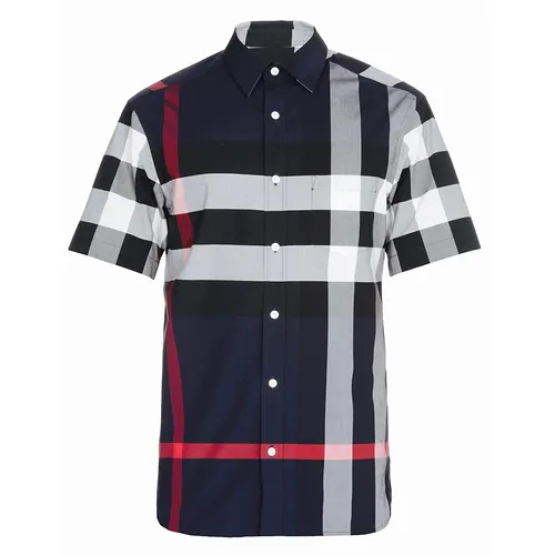Áo Sơ Mi Burberry Shirt Check Stretch Cotton 8020855 Màu Xanh Navy Size S