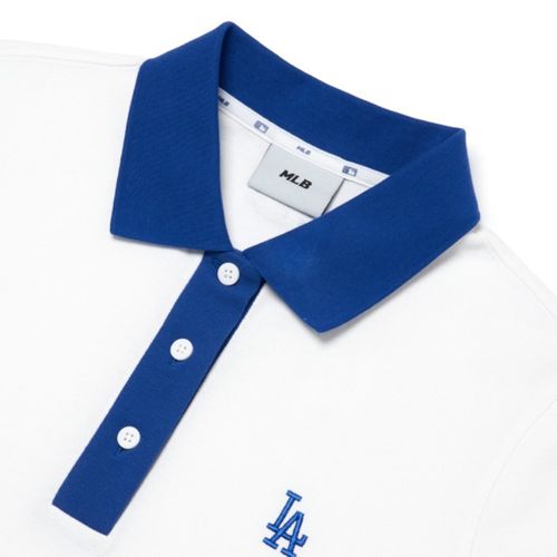 Áo Tshirt Polo MLB Basic Slim Fit Collar LA Dodgers 3FPQ03023-07BLD Màu Trắng Viền Xanh-3