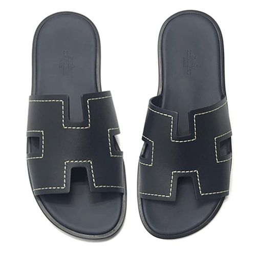 Dép Hermès Izmir Leather Sandals Màu Xanh Navy Size 40-1