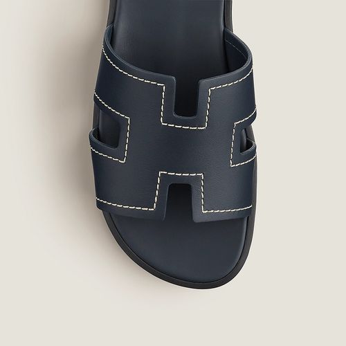 Dép Hermès Izmir Leather Sandals Màu Xanh Navy Size 40-4