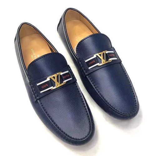 Giày Lười Louis Vuitton Hockenhiem Calfskin Navy Blue Leather Size 40.5