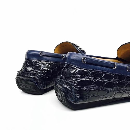 Giày Lười Versace Men's Blue Loafer Màu Xanh Navy Size 39-5