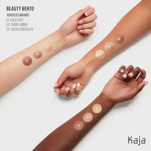 Phấn Mắt 3 Ô Kaja Beauty Bento Bouncy Eyeshadow Trio Shimmer Finish - Toasted Caramel (3x0.9g)-5